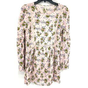 Matilda Jane Womens Floral Mini Dress Long Sleeve Size Small Pink